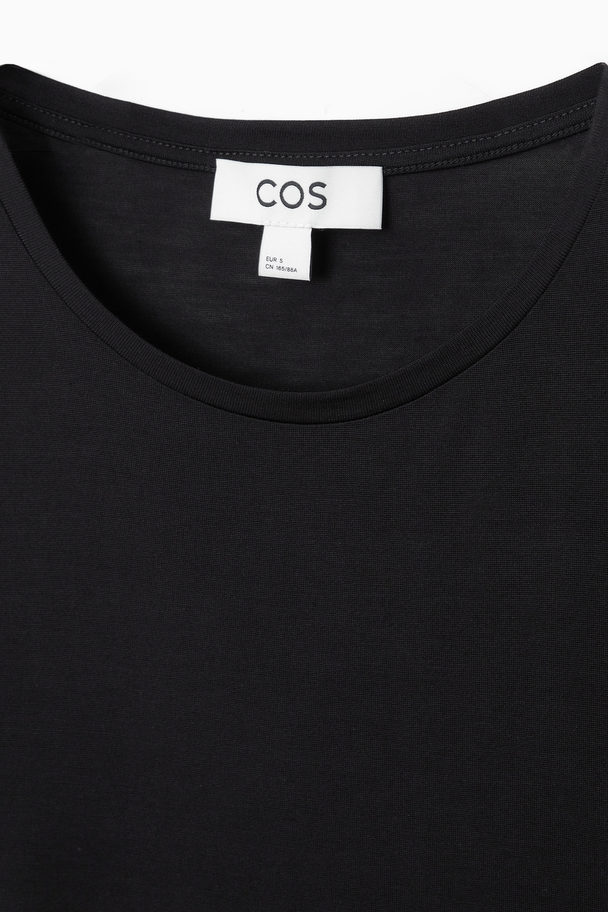 COS T-SHIRT AUS REINER SEIDE SCHWARZ