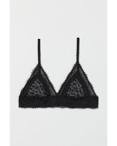 Lace-trimmed Padded Bra Black
