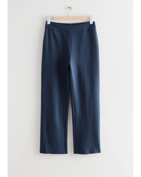 & Other Stories Wide Cotton Trousers Dark Blue