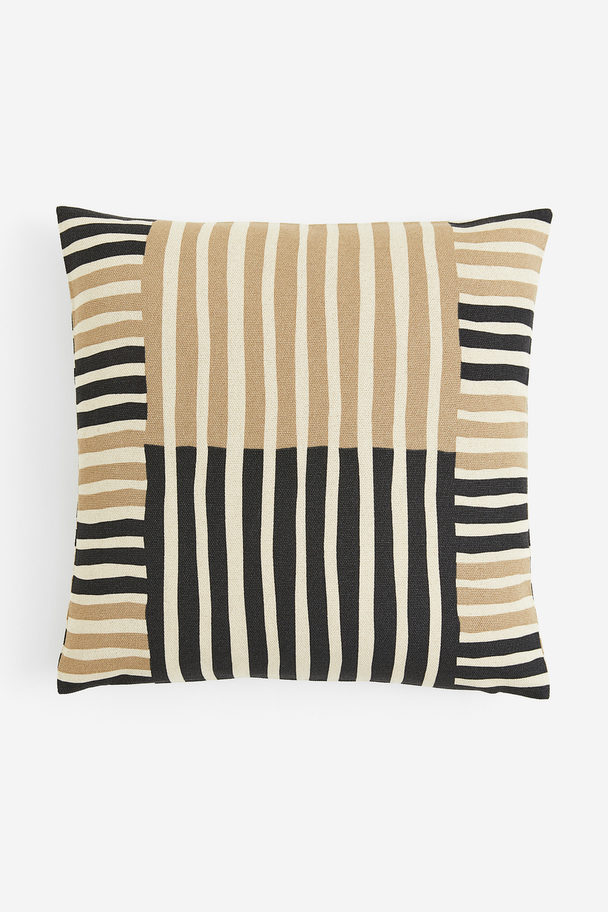 H&M HOME Patterned Cushion Cover Beige/black