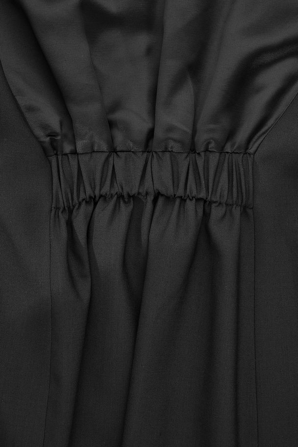COS Satin-panelled Wool Tuxedo Dress Black