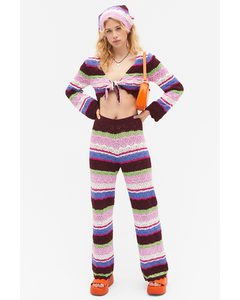 Multi Coloured Crochet Style Trousers Multi Coloured