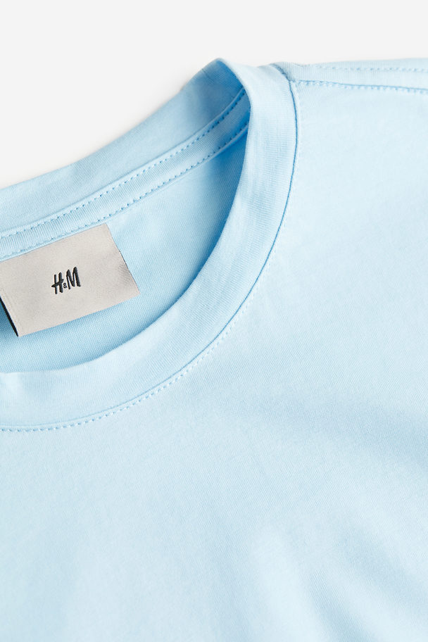 H&M T-Shirt aus Pima-Baumwolle Slim Fit Hellblau