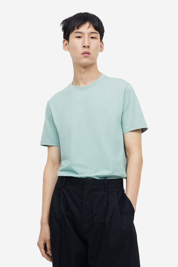 H&M T-Shirt aus Pima-Baumwolle Slim Fit Türkis