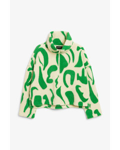 Faux Fleece Half-zip Sweater With Green Swirls Green Swirls