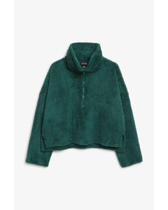Green Faux Fleece Half-zip Sweater Green Dark