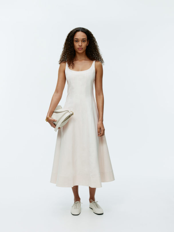 ARKET Scoop Neck Panel Dress White