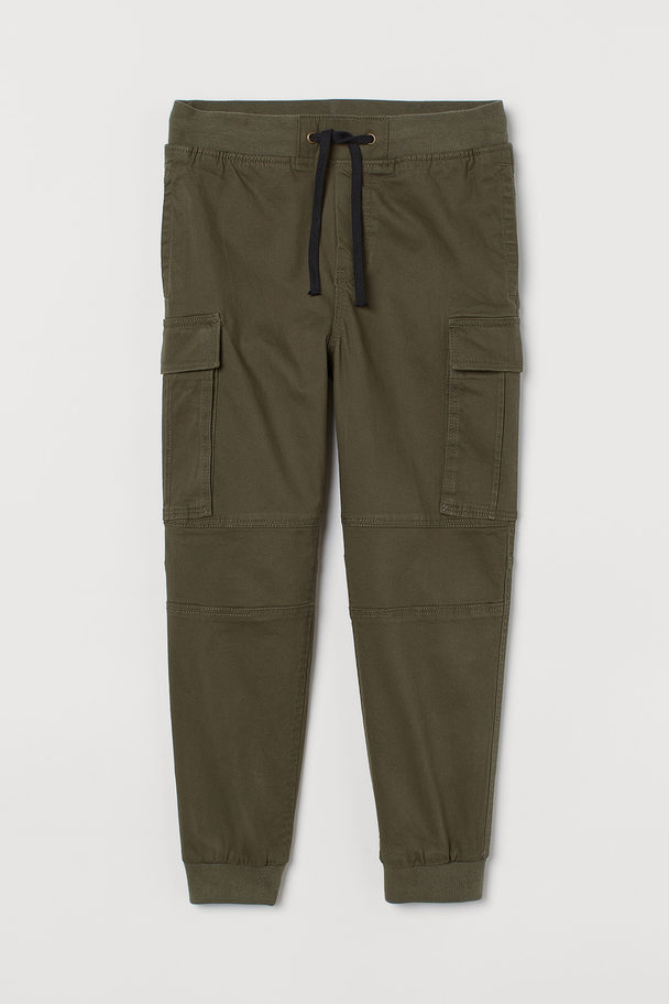 H&M Cargo Trousers Dark Khaki Green