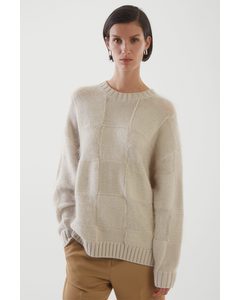 Oversized Checked Wool Jumper Off-white