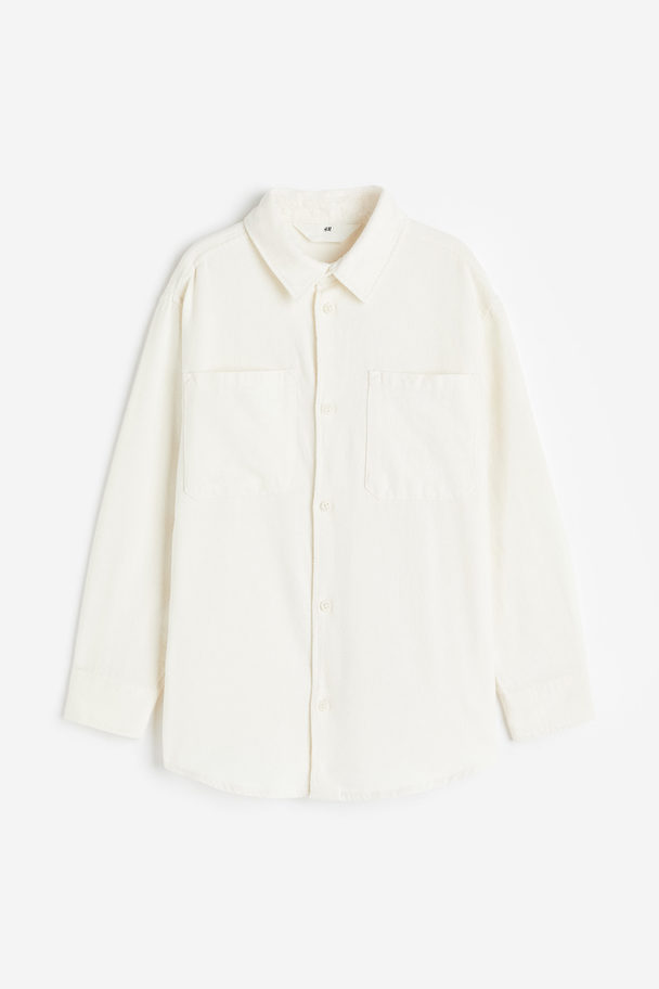 H&M Cotton Flannel Shirt Light Beige