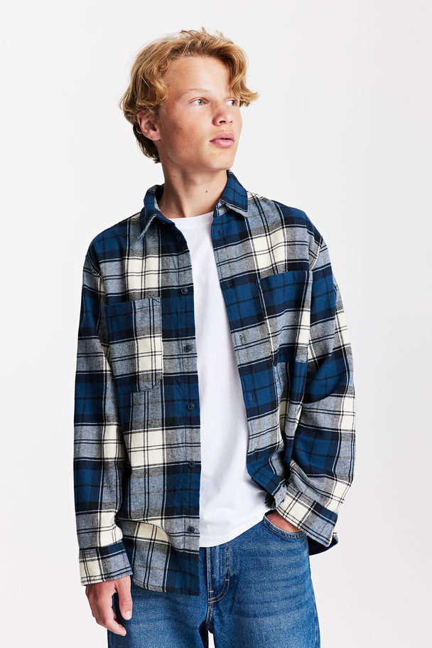 H&M Cotton Flannel Shirt Blue/checked