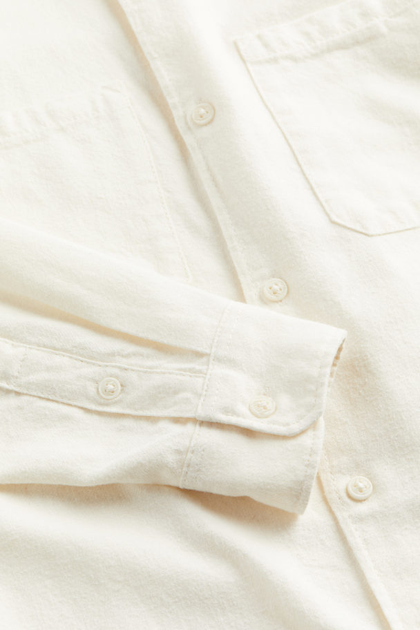 H&M Cotton Flannel Shirt Light Beige
