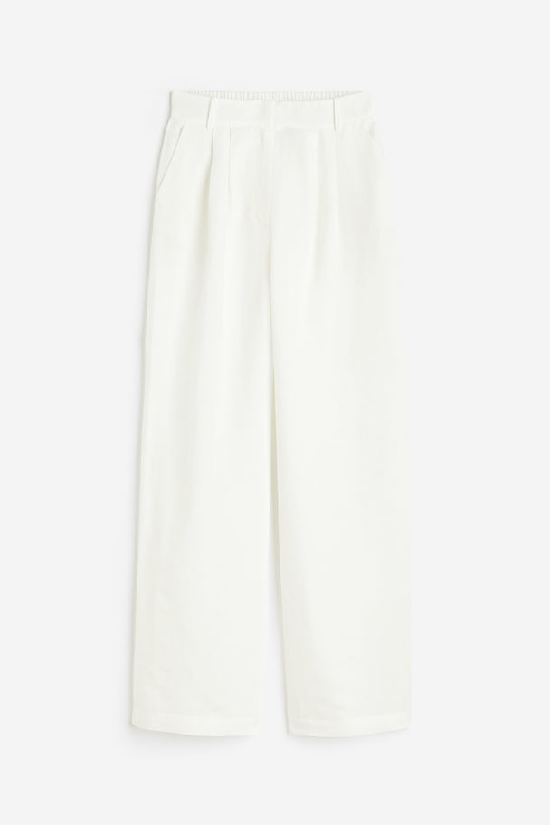H&M Weite Hose aus Leinenmix Weiß