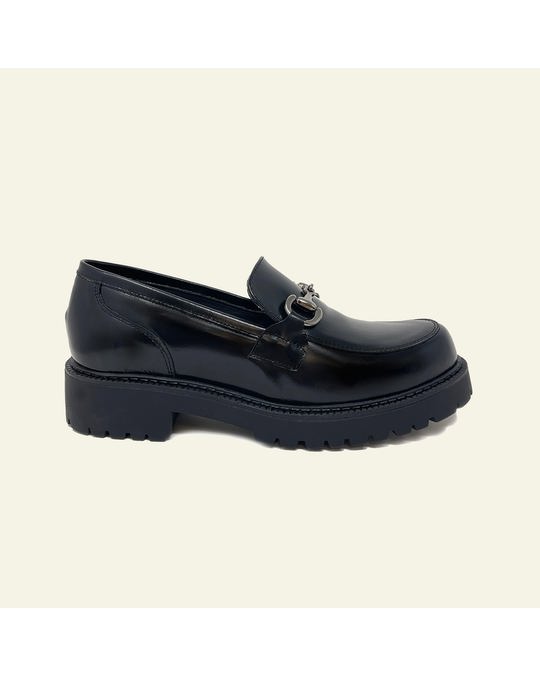 Hanks Cleo Florentic Black Leather Loafer For Woman