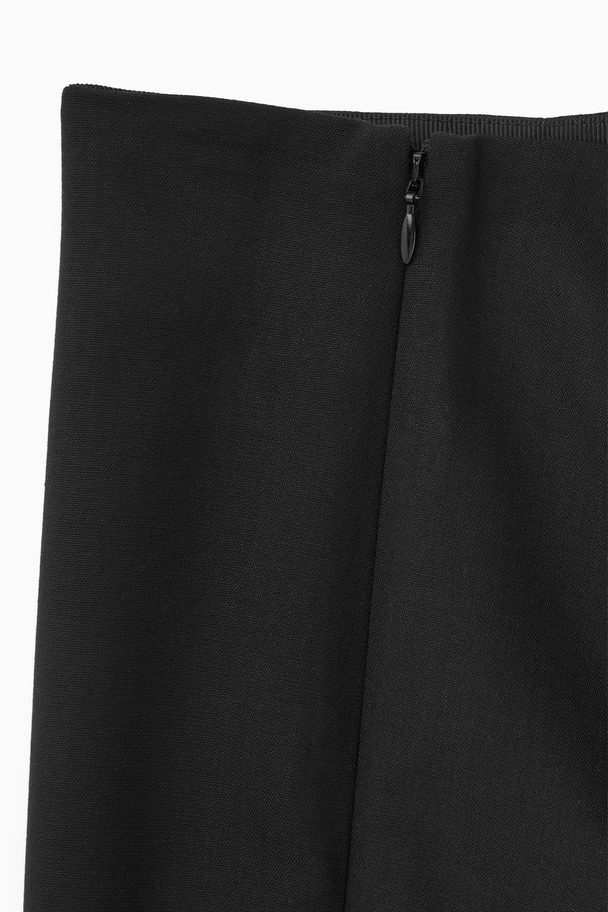 COS Low-rise Bootcut Wool-crepe Trousers Black
