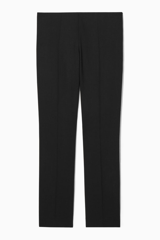 COS Low-rise Bootcut Wool-crepe Trousers Black