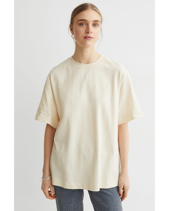 H&M Printed T-shirt Light Beige/the Oak