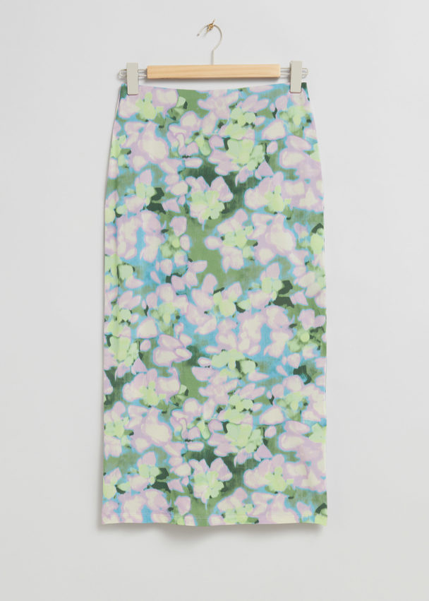 & Other Stories '90s Look Pencil Skirt Lilac Floral Print