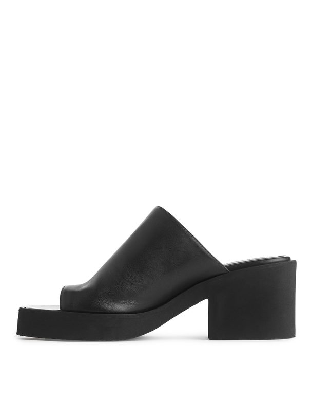 ARKET Chunky Slip-in Leather Sandals Black