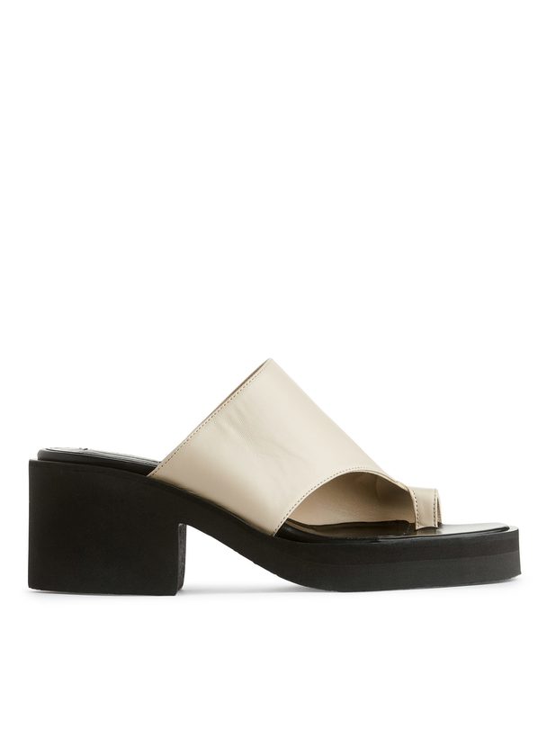 ARKET Chunky Slip-in Leather Sandals Off White/black