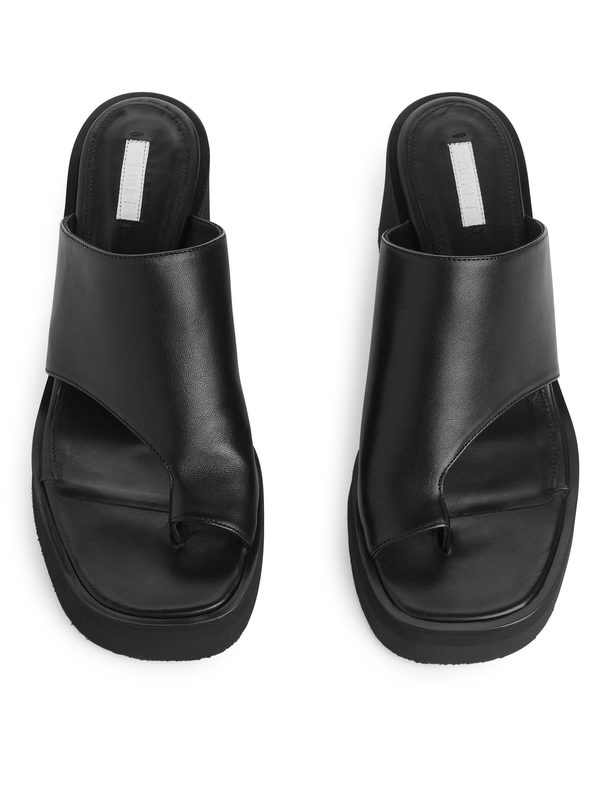 ARKET Chunky Slip-in Leather Sandals Black