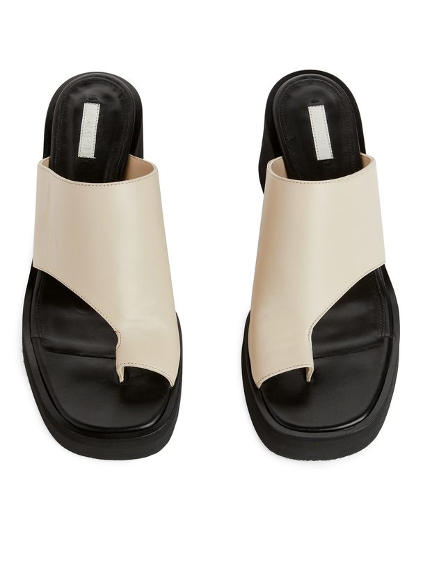 ARKET Chunky Slip in-sandaler I Læder Råhvid/sort
