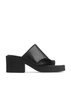 Chunky Slip-in Leather Sandals Black