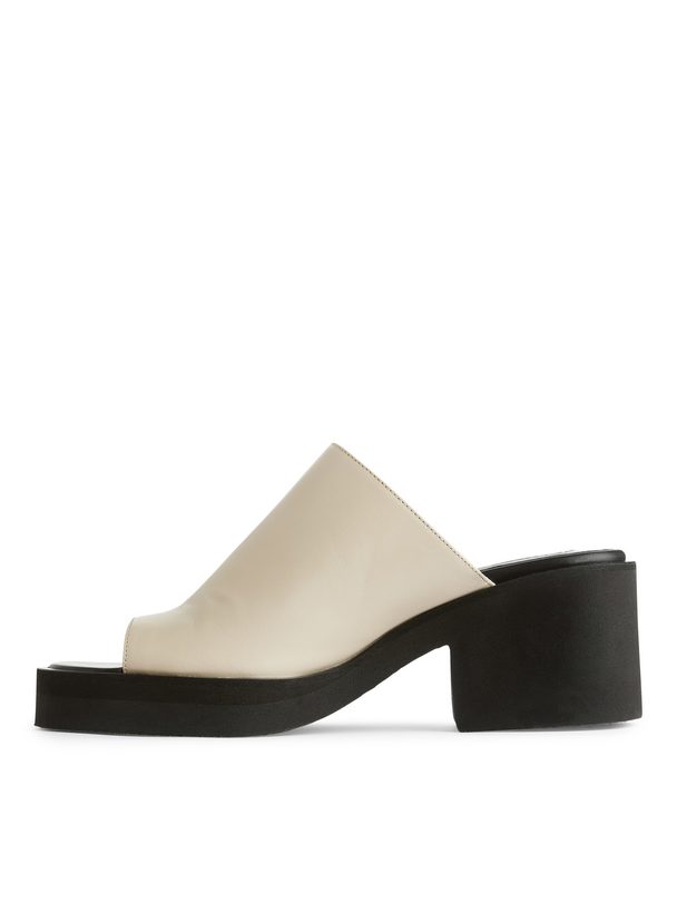 ARKET Chunky Slip-in Leather Sandals Off White/black