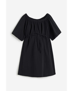 Mama Off-the-shoulder Cotton Dress Black