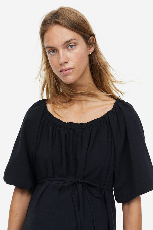 H&M Mama Off-the-shoulder Cotton Dress Black