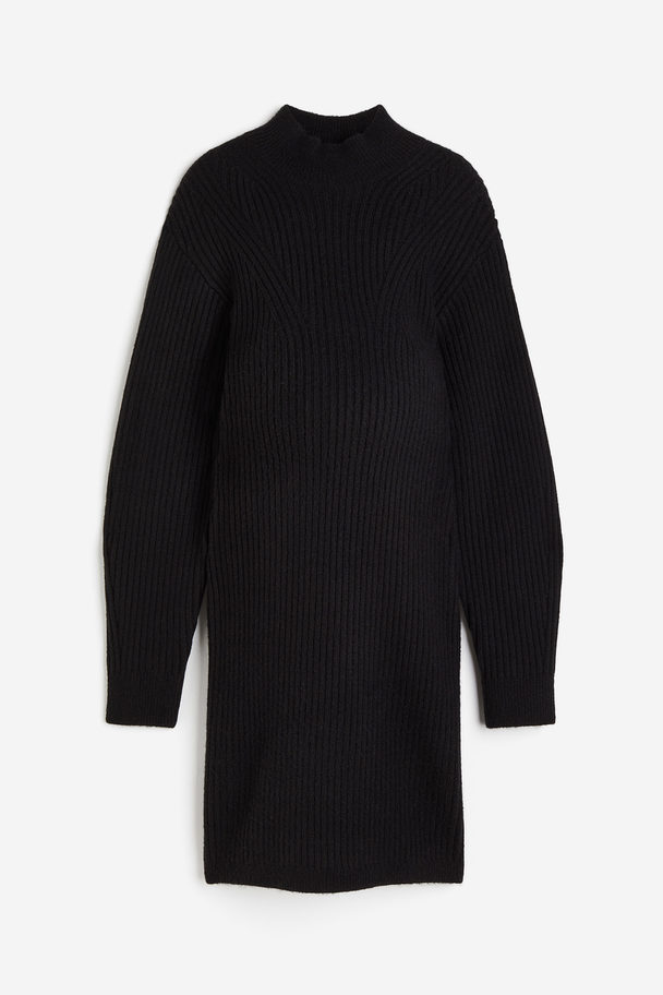 H&M Mama Rib-knit Turtleneck Dress Black