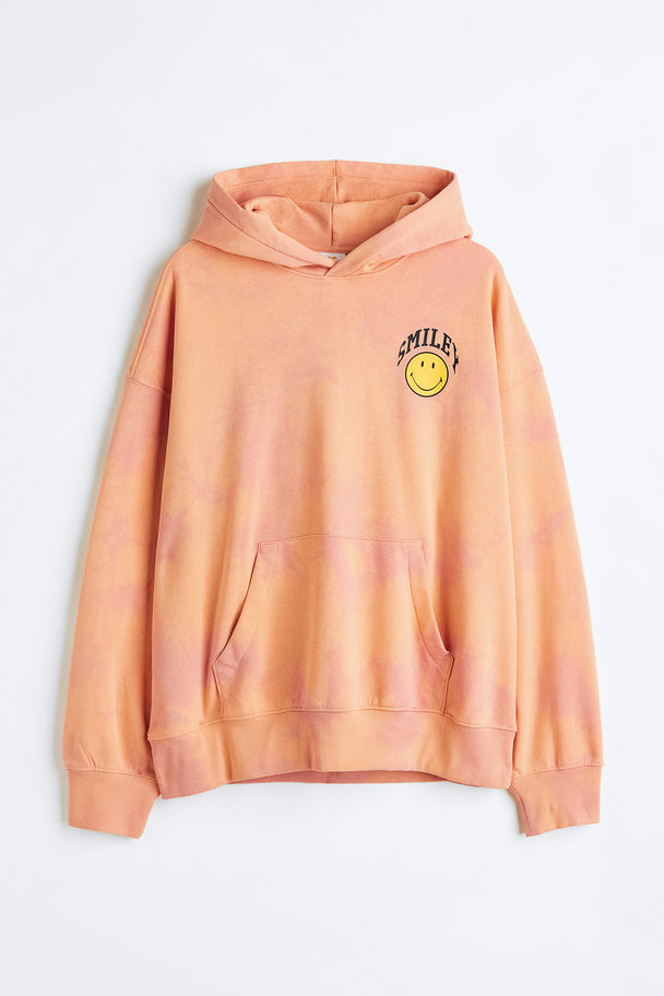 H&M Oversized Fit Printed Hoodie Yellow/smiley®