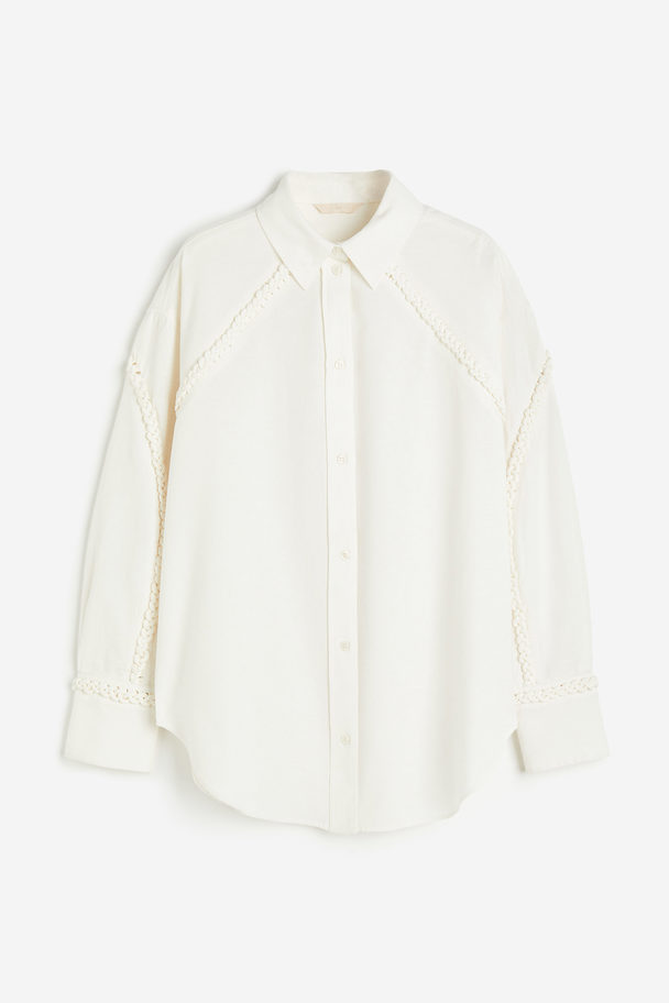 H&M Linen-blend Shirt Cream