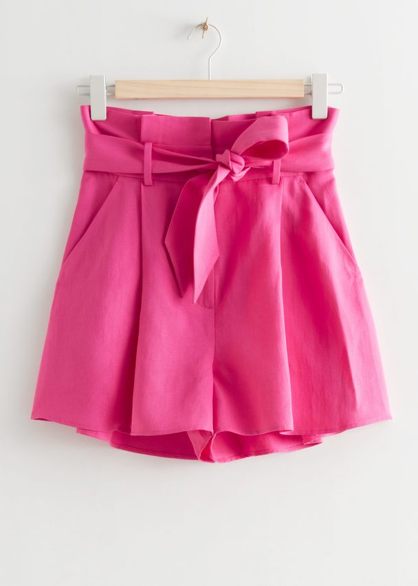 & Other Stories Paperbag Waist Shorts Pink