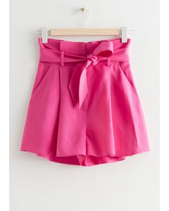 Shorts mit Paperbag-Taille Rosa