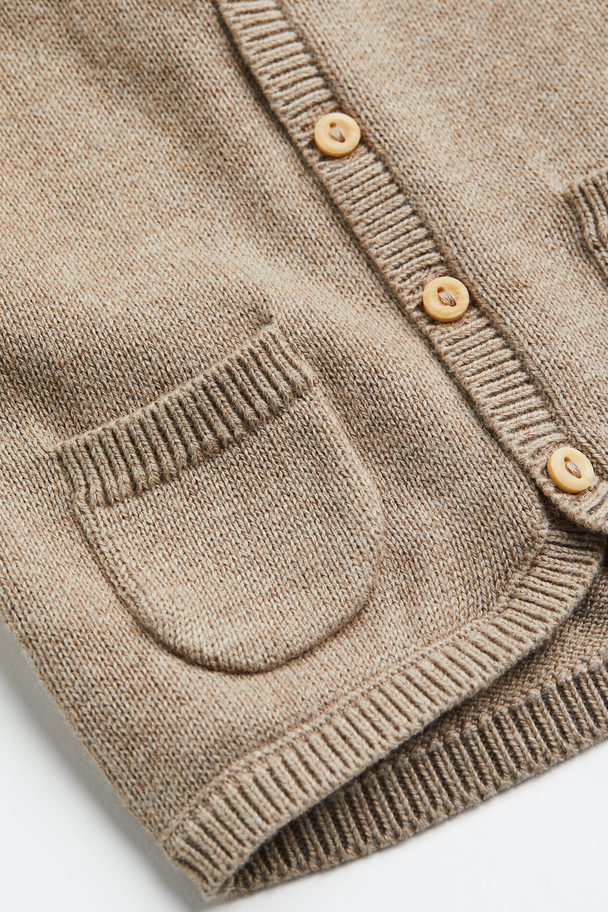 H&M 2-piece Fine-knit Gilet And Trousers Set Beige