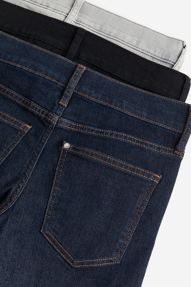 H&M 3-pack Slim Fit Stretch Jeans Black/grey/denim Blue