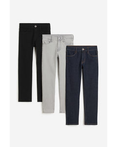 3-pack Slim Fit Stretch Jeans Black/grey/denim Blue