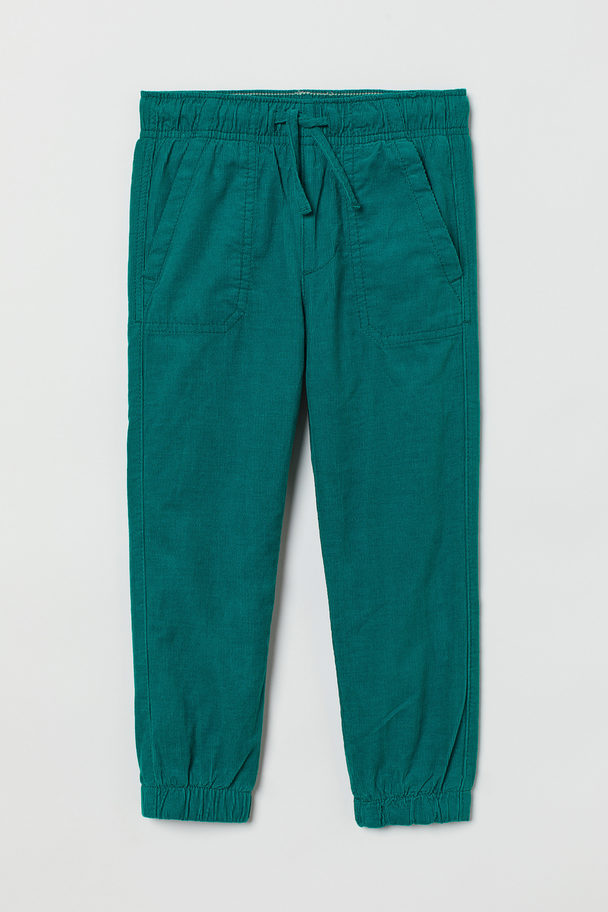 H&M Lined Corduroy Joggers Turquoise