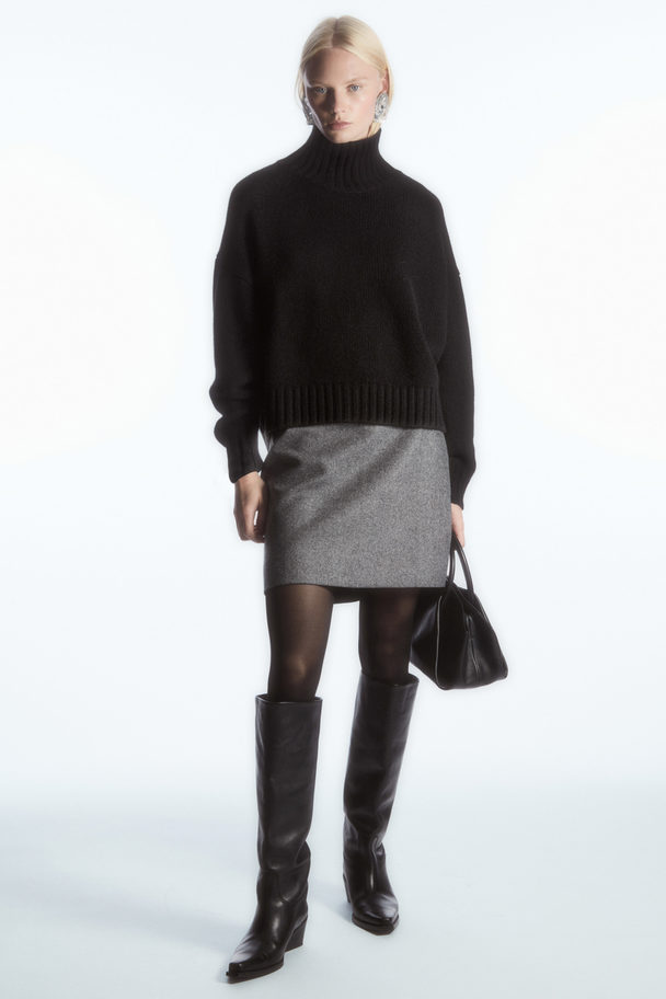 COS Wool-jacquard Mini Skirt Black / White