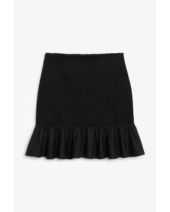 Shirred mini skirt Black