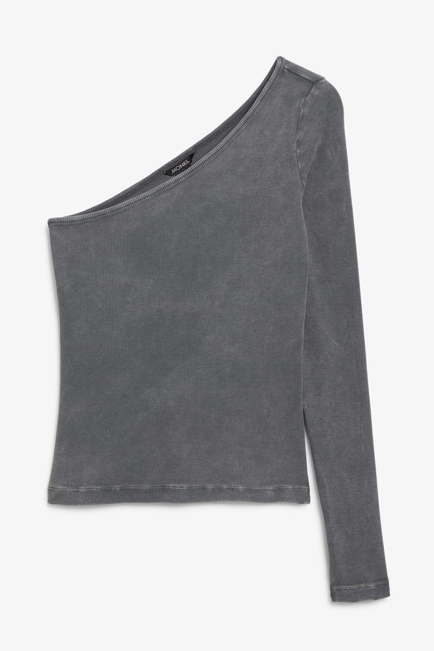 Monki One-Shoulder-Oberteil in verwaschenem Grau Verwaschenes Grau