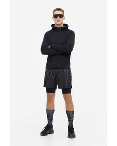 Windproof Double-layered Running Shorts Black