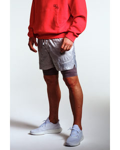 Windproof Double-layered Running Shorts Light Grey/grey