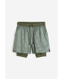 Windproof Double-layered Running Shorts Sage Green/khaki Green
