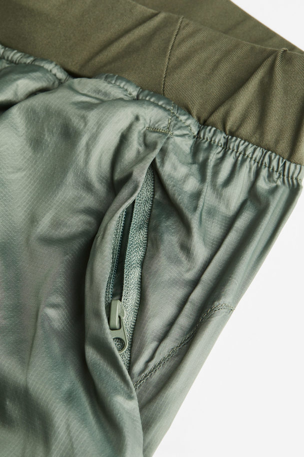 H&M Windproof Double-layered Running Shorts Sage Green/khaki Green