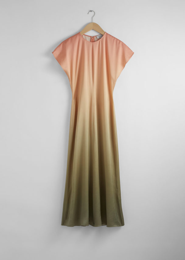 & Other Stories Midi-jurk Met Vleermuismouwen Roze/kaki Kleurverloop
