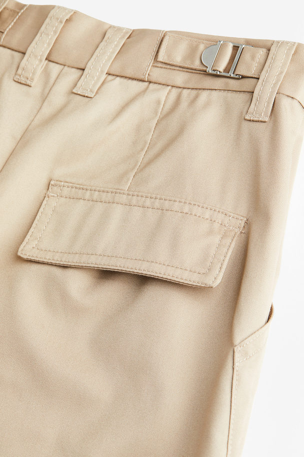 H&M Wide Cargo Trousers Beige