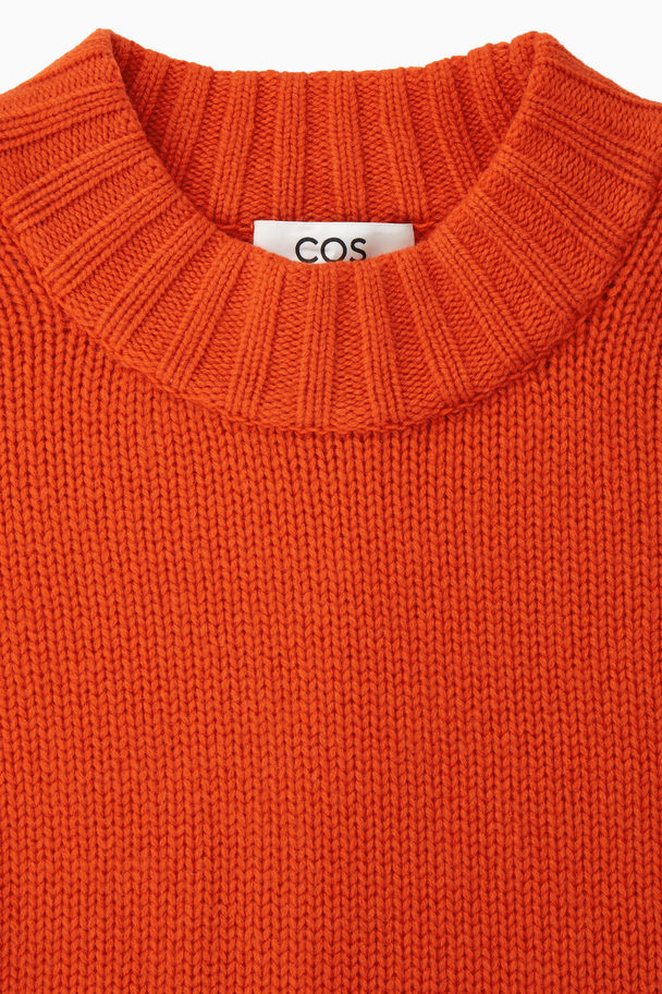 COS Chunky Pure Cashmere Crew-neck Jumper Bright Orange