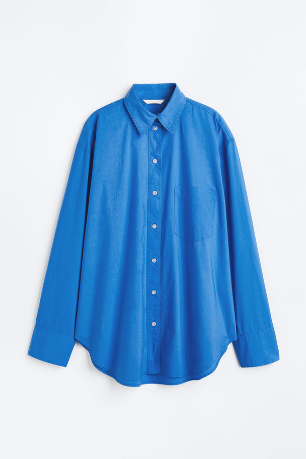 H&M Hemdbluse aus Baumwollpopeline Blau
